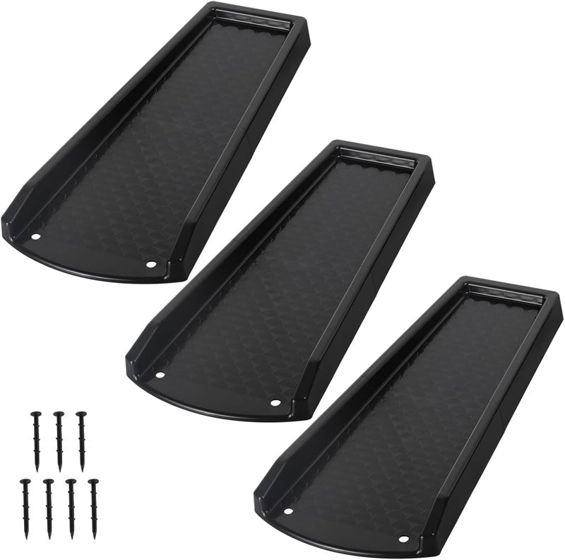 plusgutter Rain Gutter Downspout Splash Block, Gutter Downspout Extensions for Water Drainage, 24" Gutter Splash Guards Downspout Extender, Fixable Down spout Drain Trays with PE Nails(3 Pack, Black) - Image 1